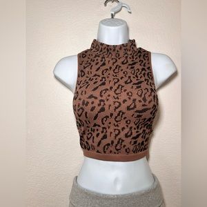 ANIMAL PRINT TOP, High neck M